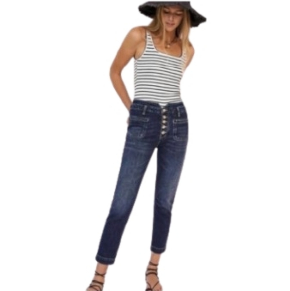Anthropologie Pilcro And The Letterpress Button Fly High Rise Slim Jean Size 26 - Picture 1 of 14